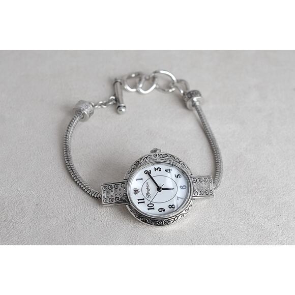 Vintage Brighton Tustin Charm Watch Silver Plated Toggle Clasp 7-8" Works - Picture 1 of 6